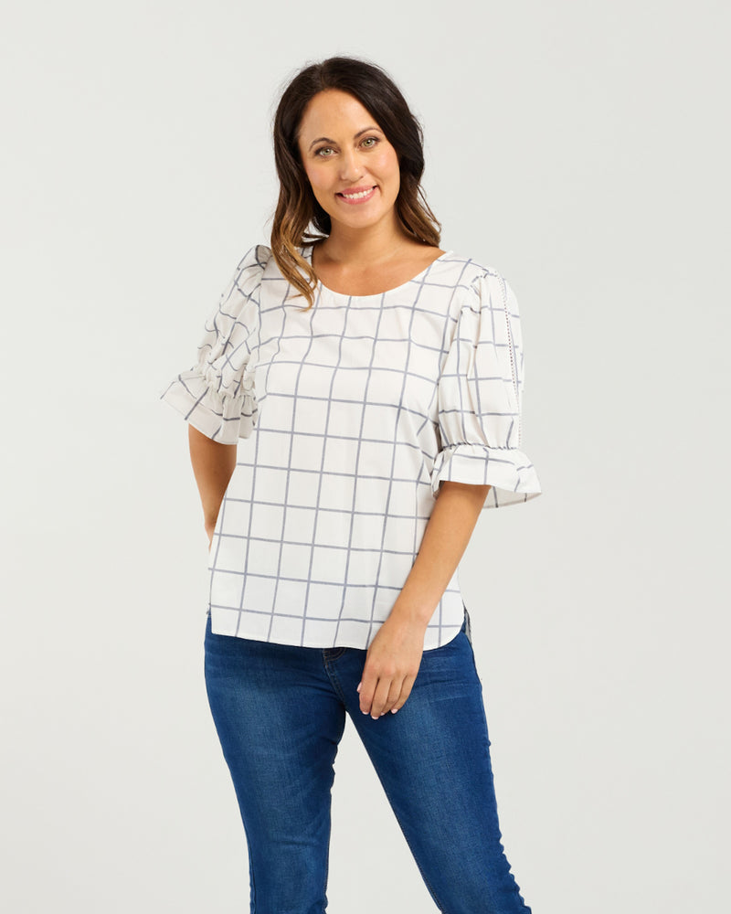 Seduce Sadie Top - White Grid