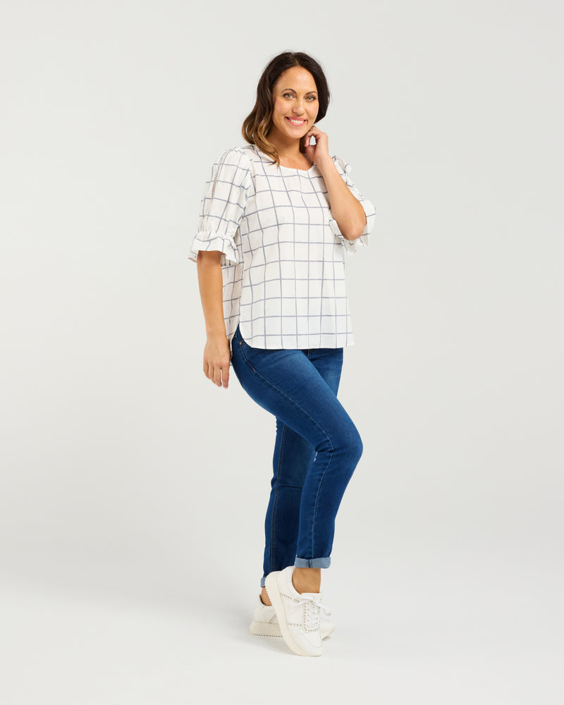 Seduce Sadie Top - White Grid