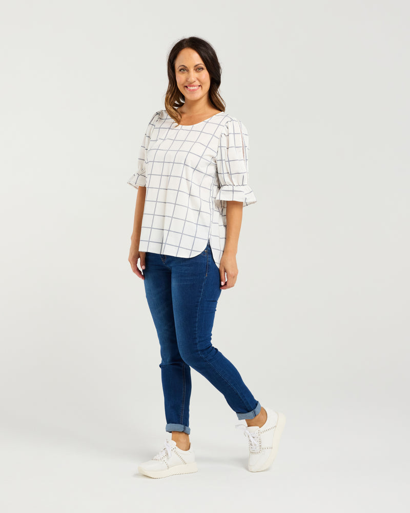 Seduce Sadie Top - White Grid