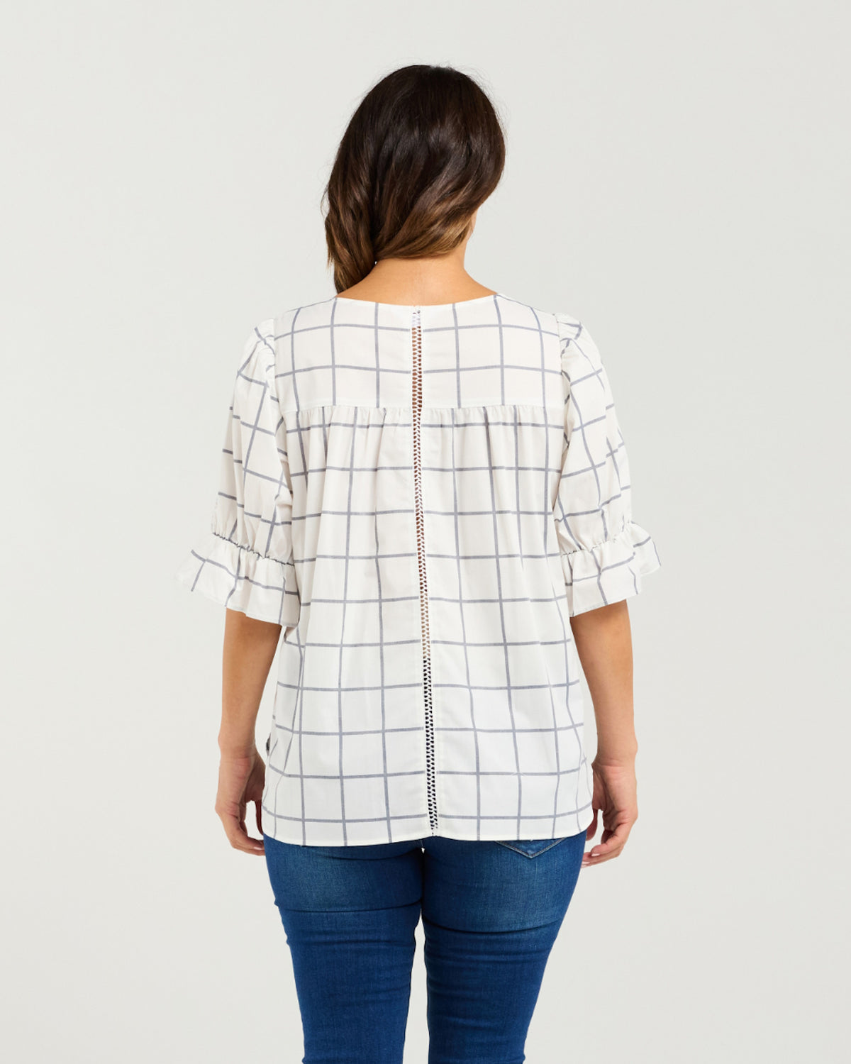 Seduce Sadie Top - White Grid
