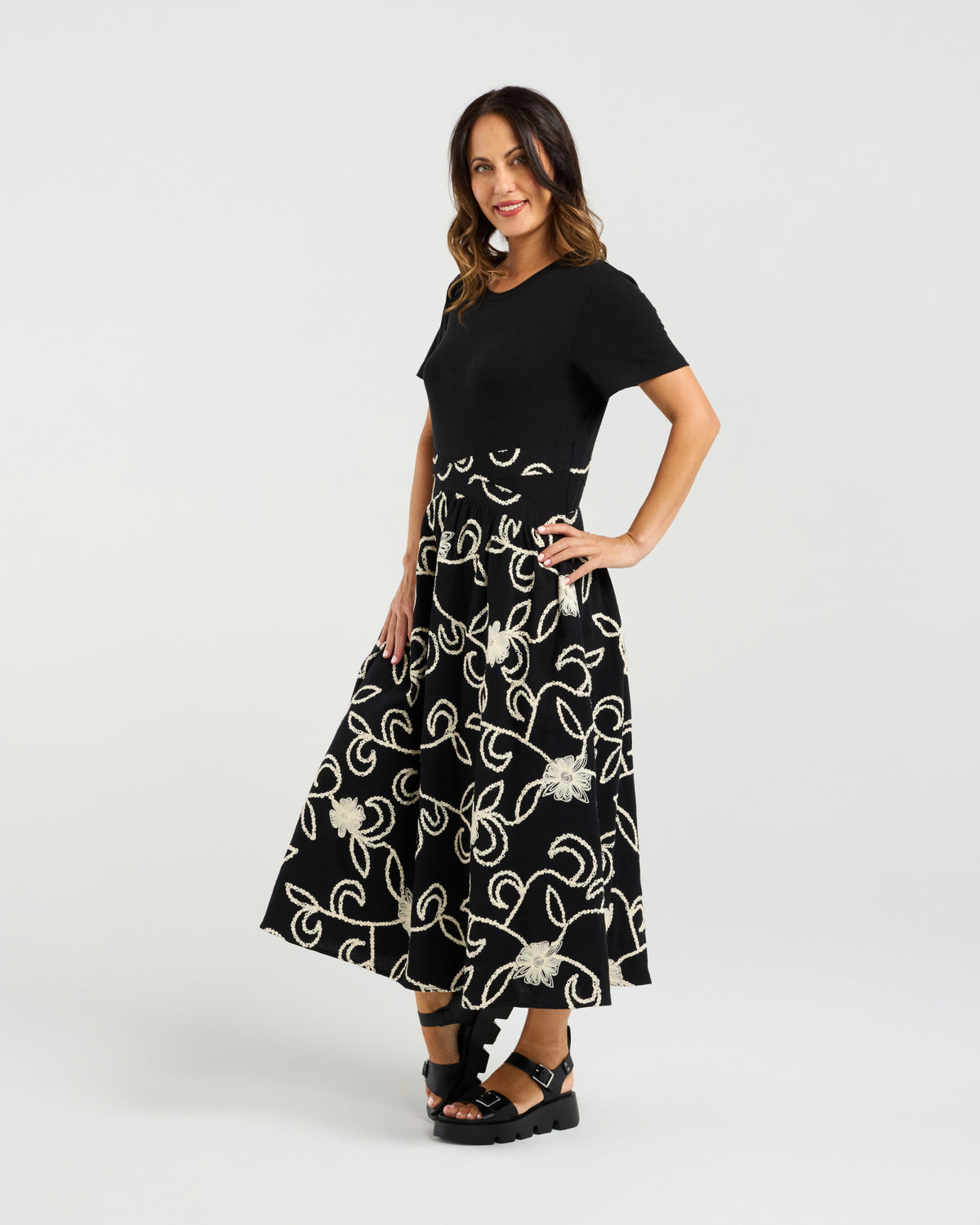 Seduce Delilah Dress - Black/Folk Garden
