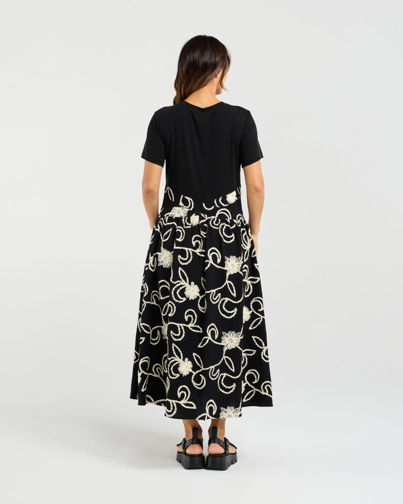 Seduce Delilah Dress - Black/Folk Garden