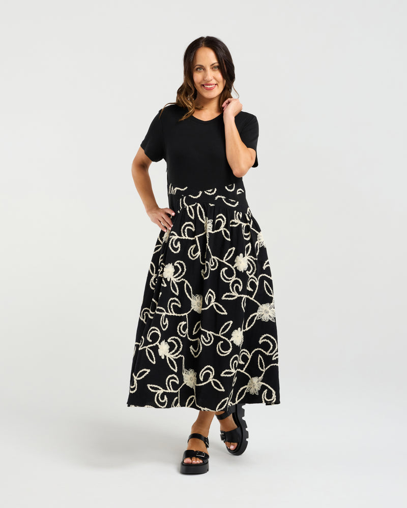 Seduce Delilah Dress - Black/Folk Garden