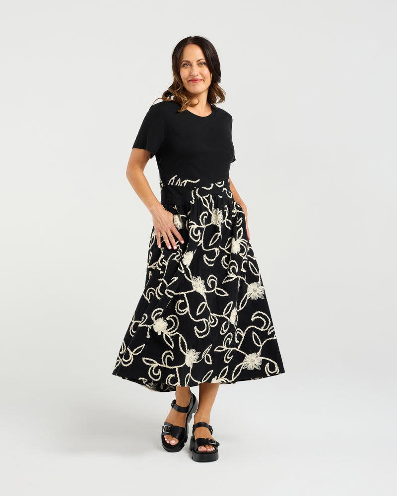 Seduce Delilah Dress - Black/Folk Garden