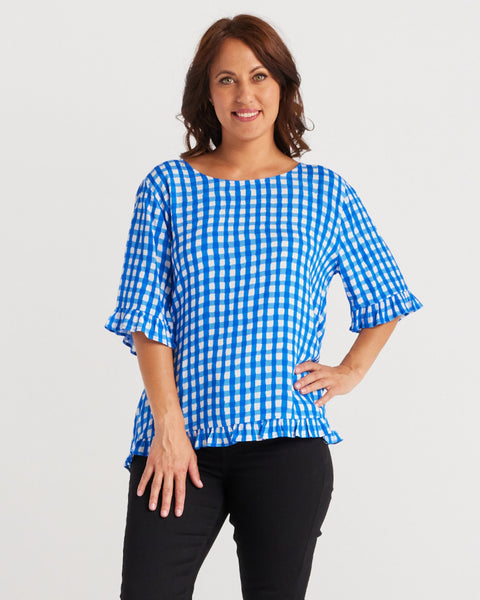 Seduce Dorothy Top Blue Check