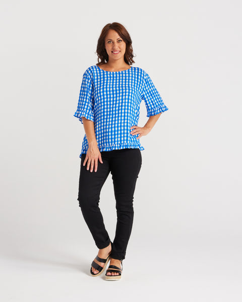 Seduce Dorothy Top Blue Check