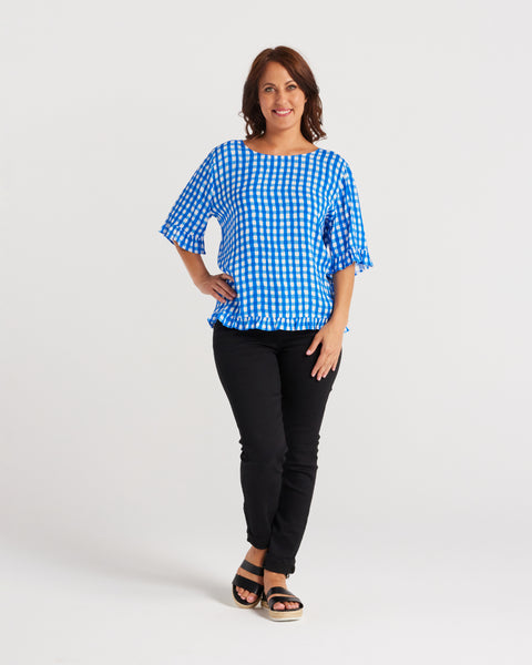 Seduce Dorothy Top Blue Check