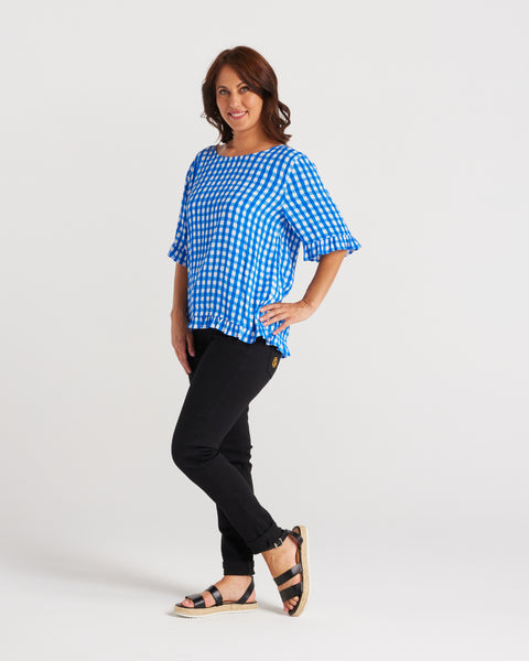 Seduce Dorothy Top Blue Check