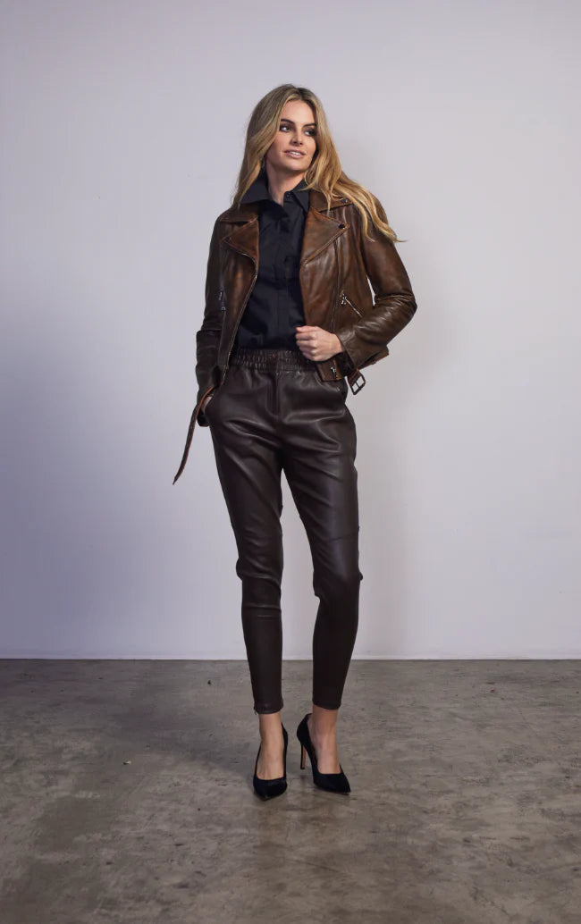 DEA Leather Rundle Pant - Moss