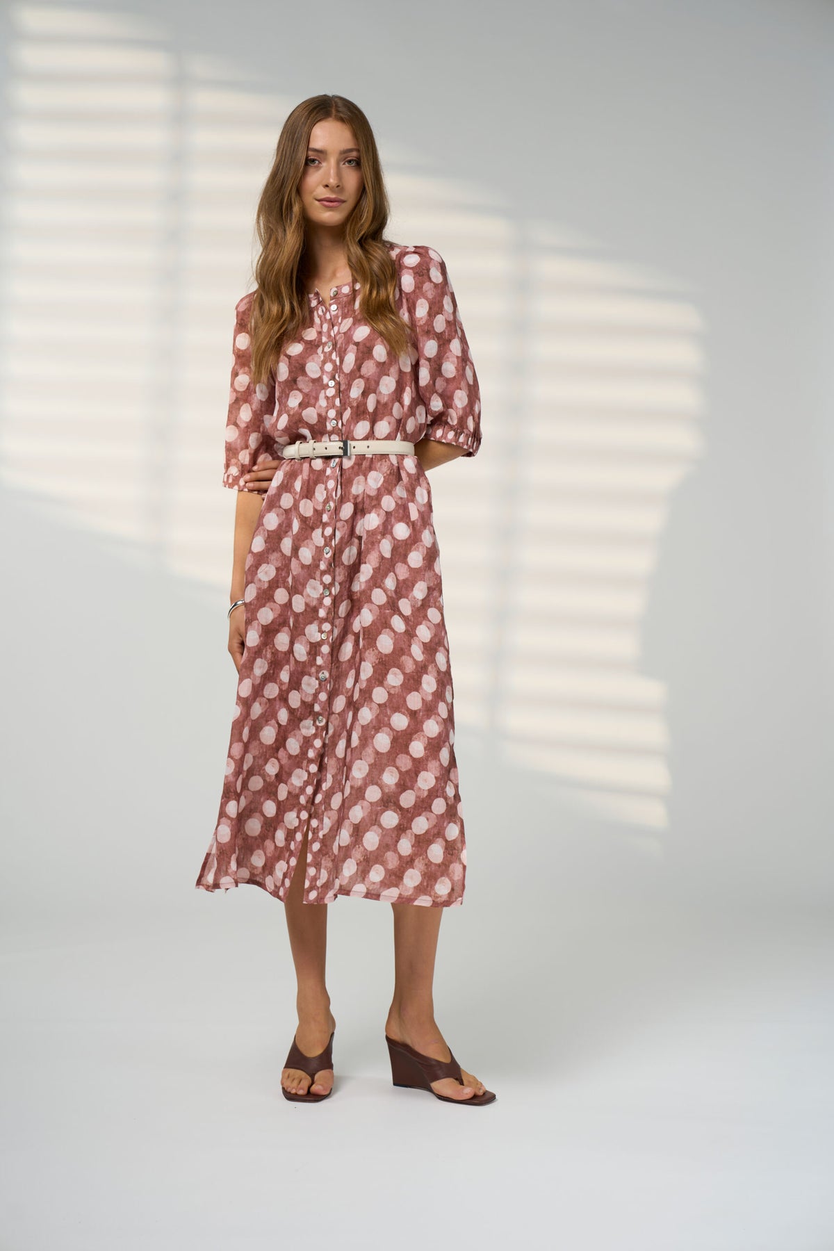 Madly Sweetly Vision Shirt Dress - Cocoa Multi