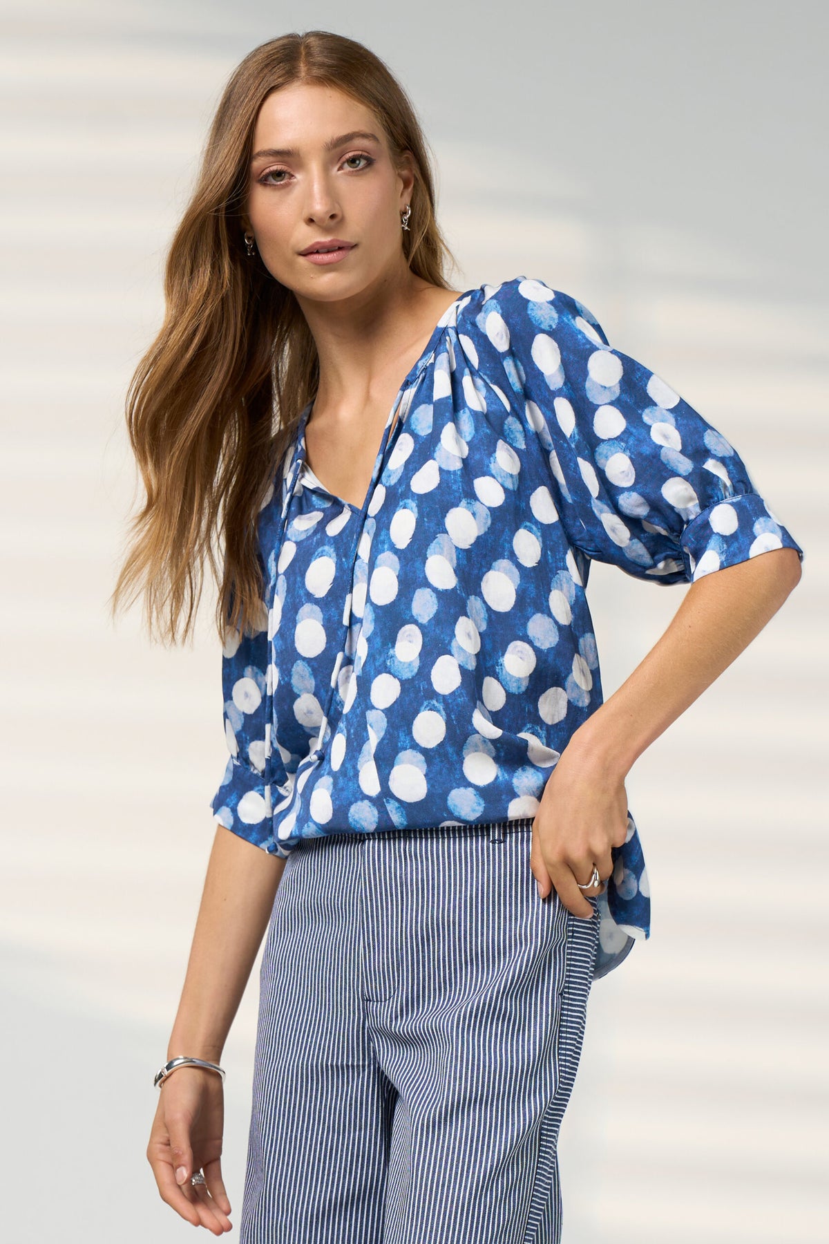 Madly Sweetly Vision Blouse- Denim Multi