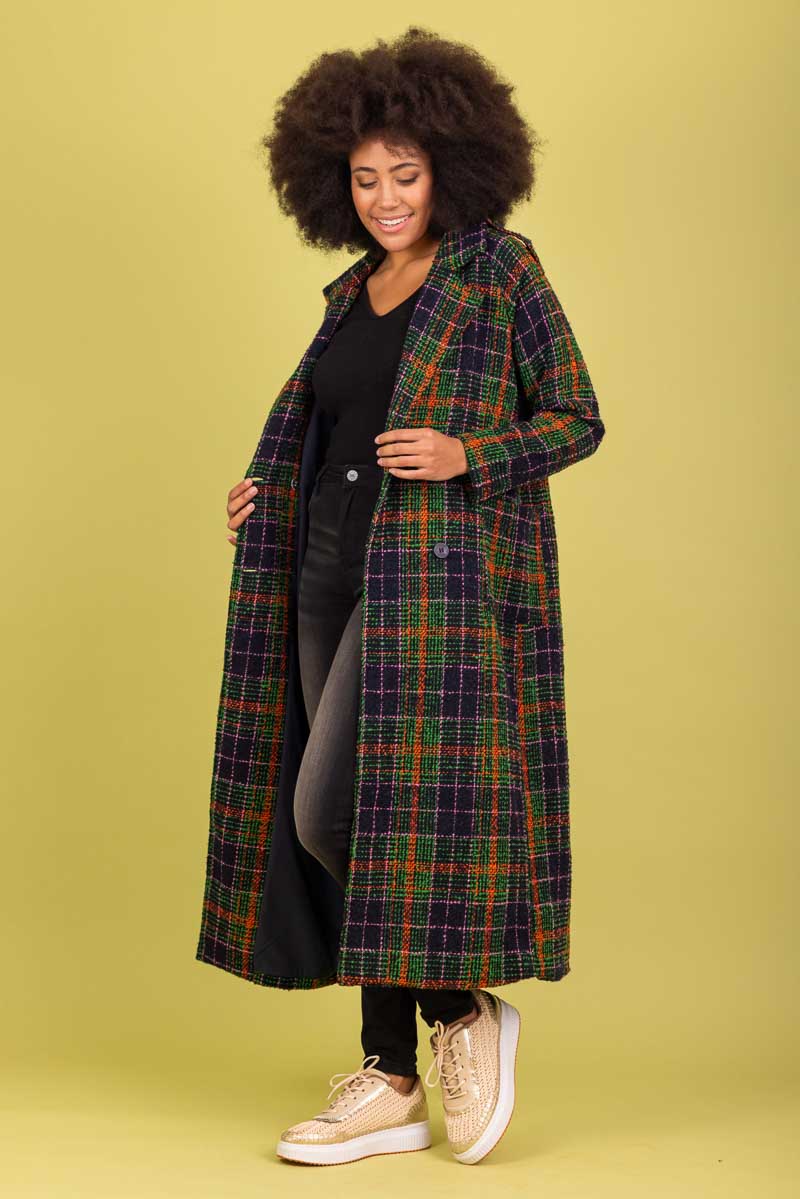 Yellow check coat sales