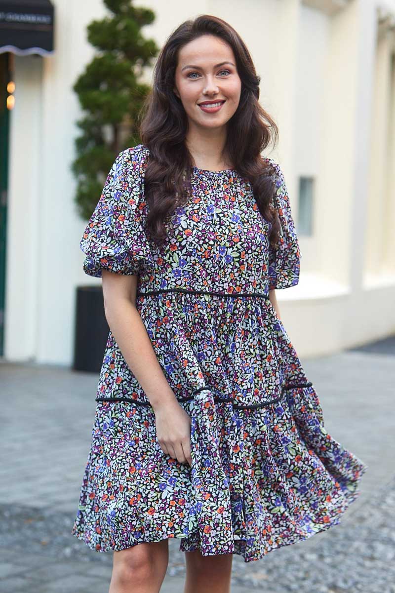 Charlo Simone Dress Black Floral