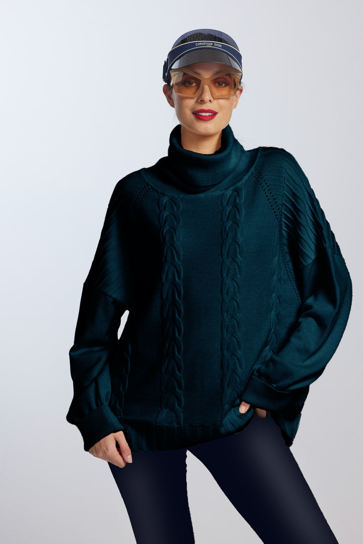 Paula Ryan Boxy Cabled Sweater - Starling Blue