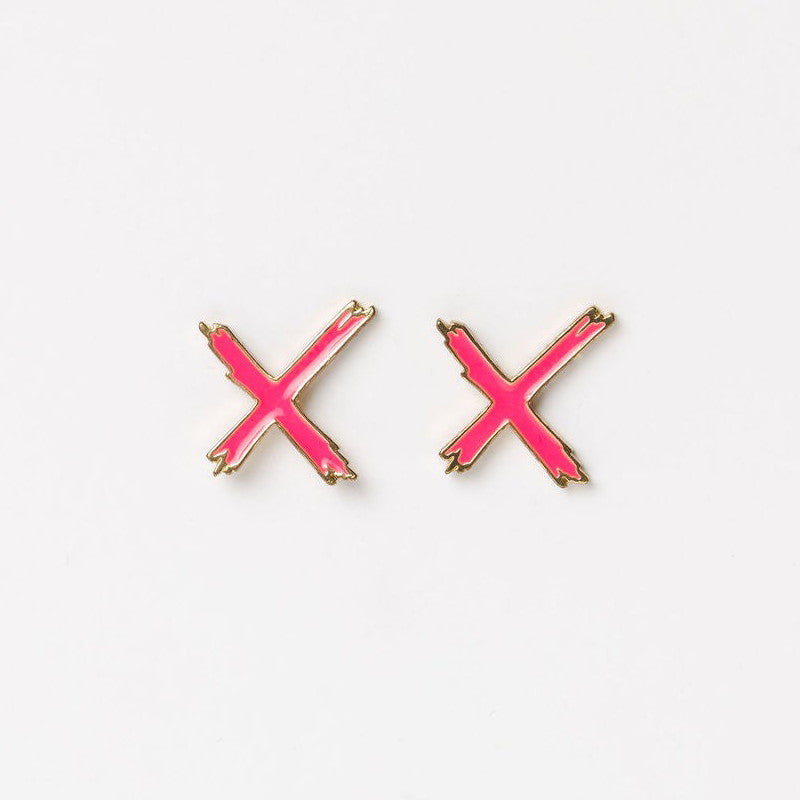 Home Lee X Stud Earrings - Pink