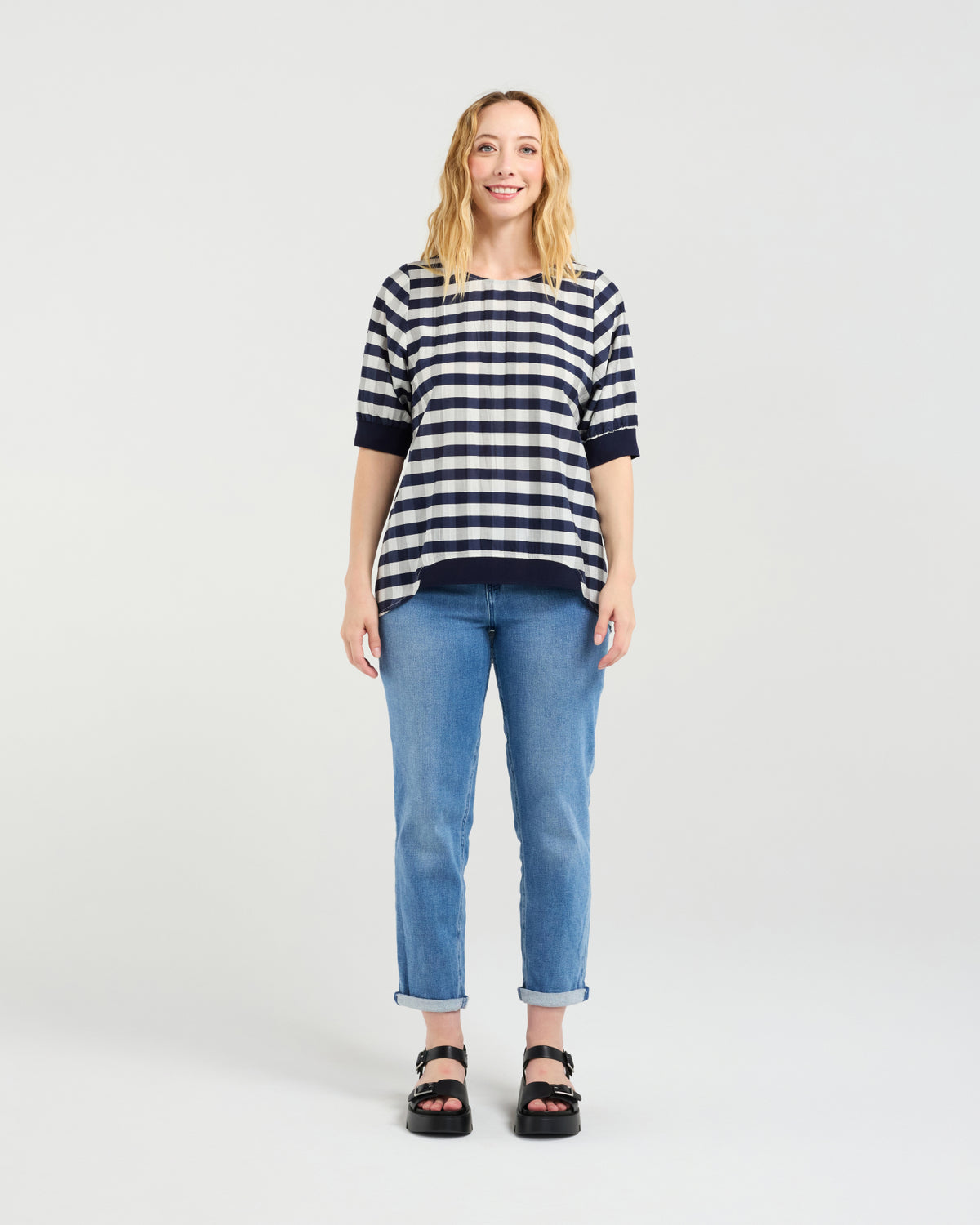 Zafina Havana Top - Navy Check