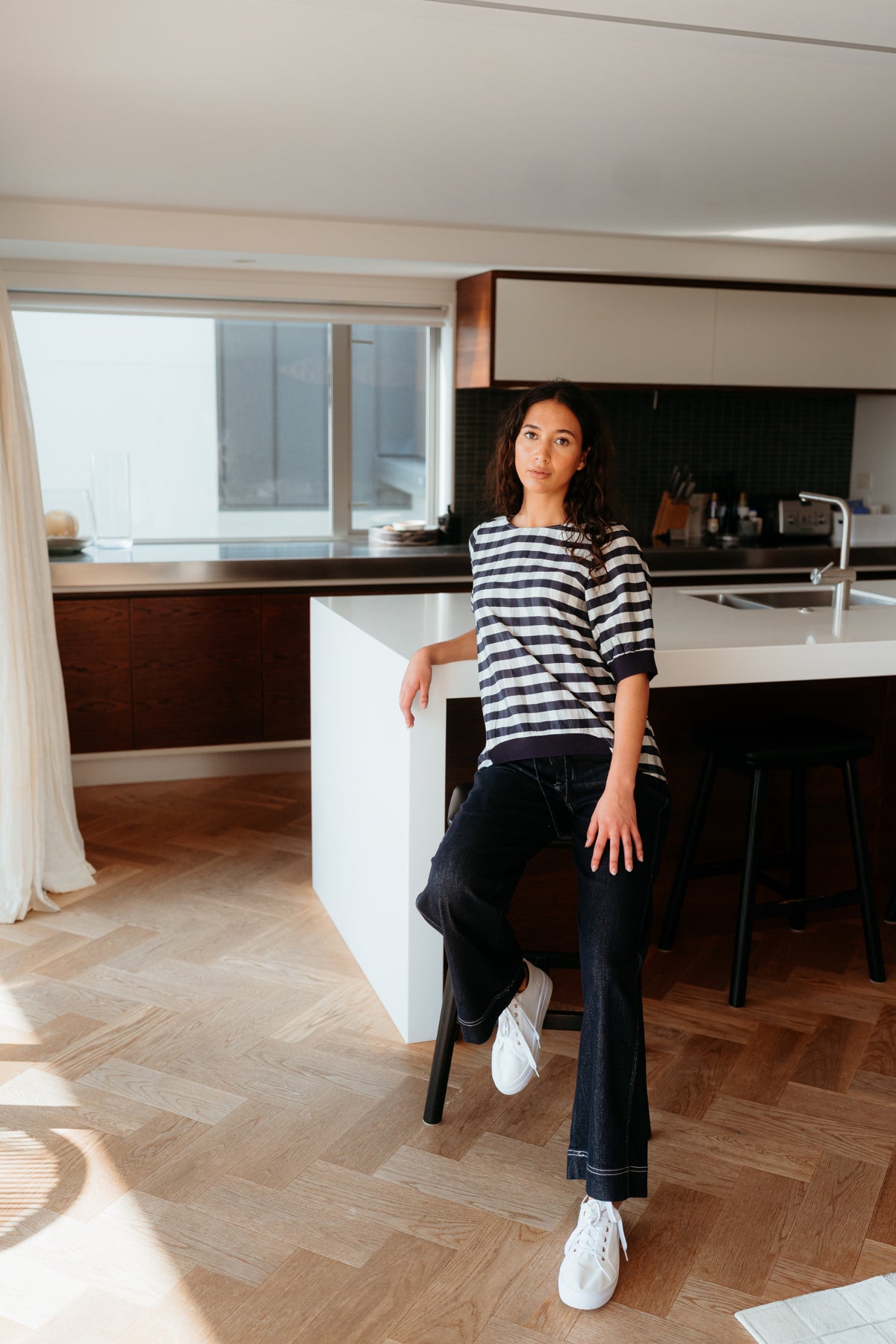 Zafina Havana Top - Navy Check