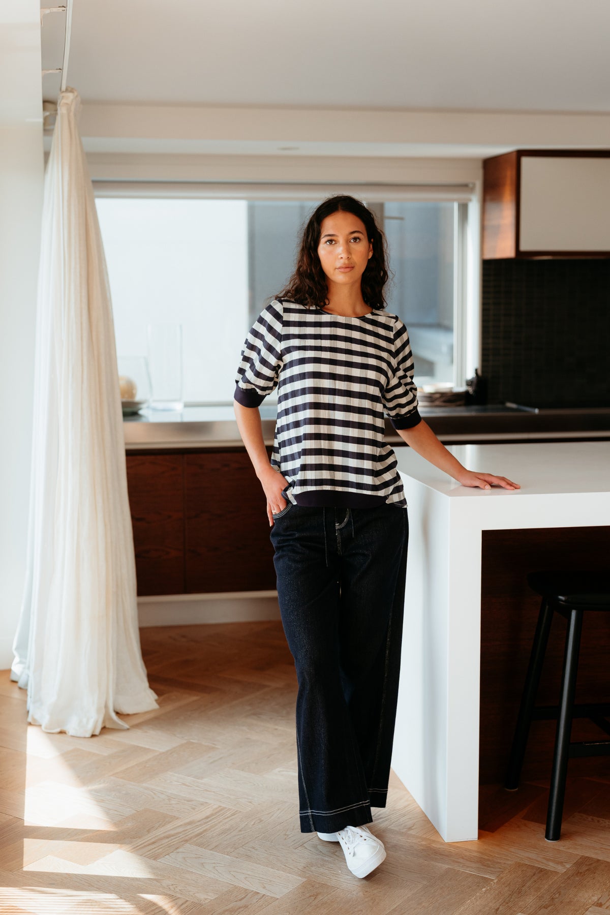 Zafina Havana Top - Navy Check