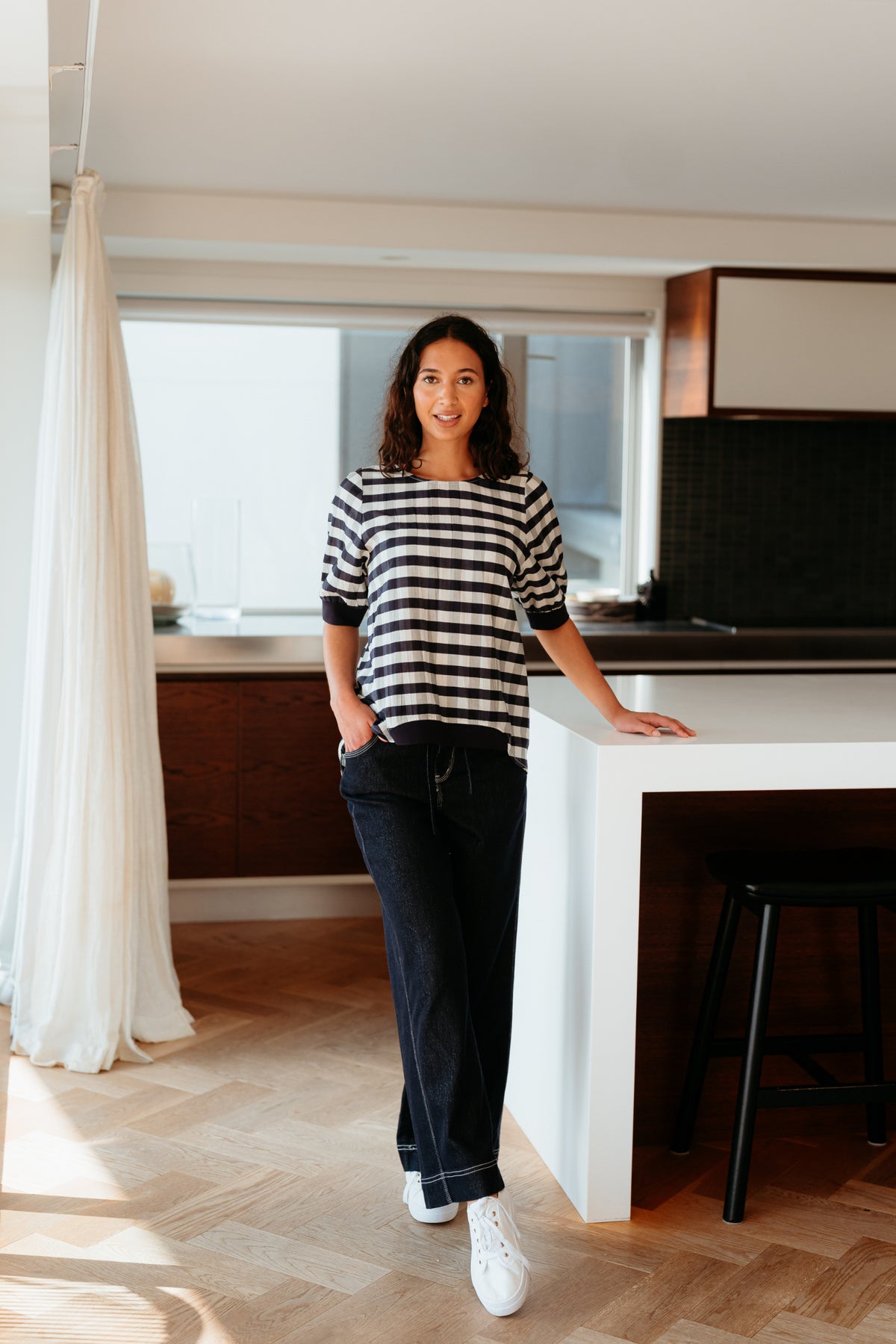 Zafina Havana Top - Navy Check