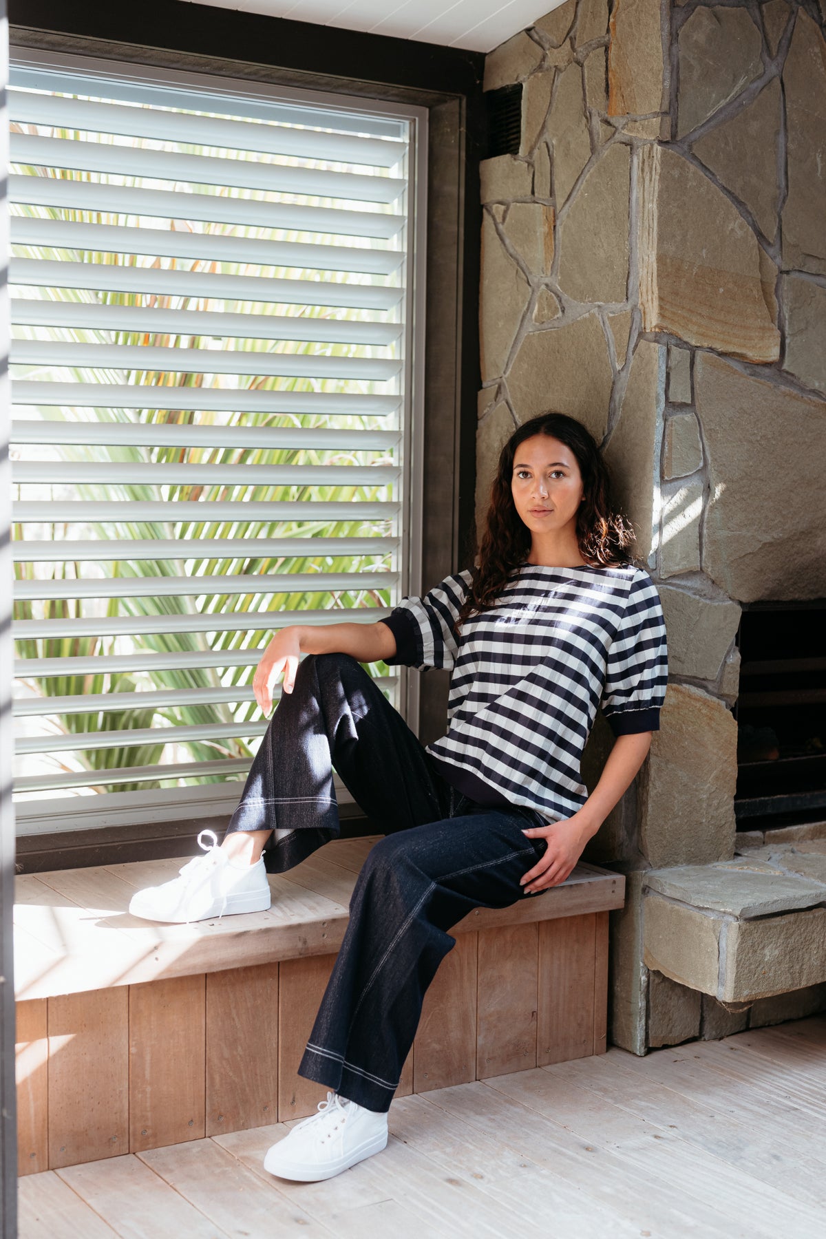 Zafina Havana Top - Navy Check