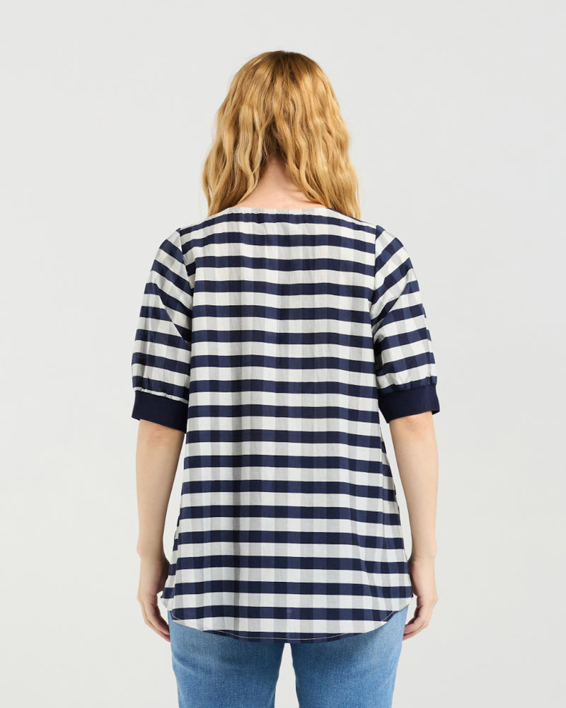 Zafina Havana Top - Navy Check