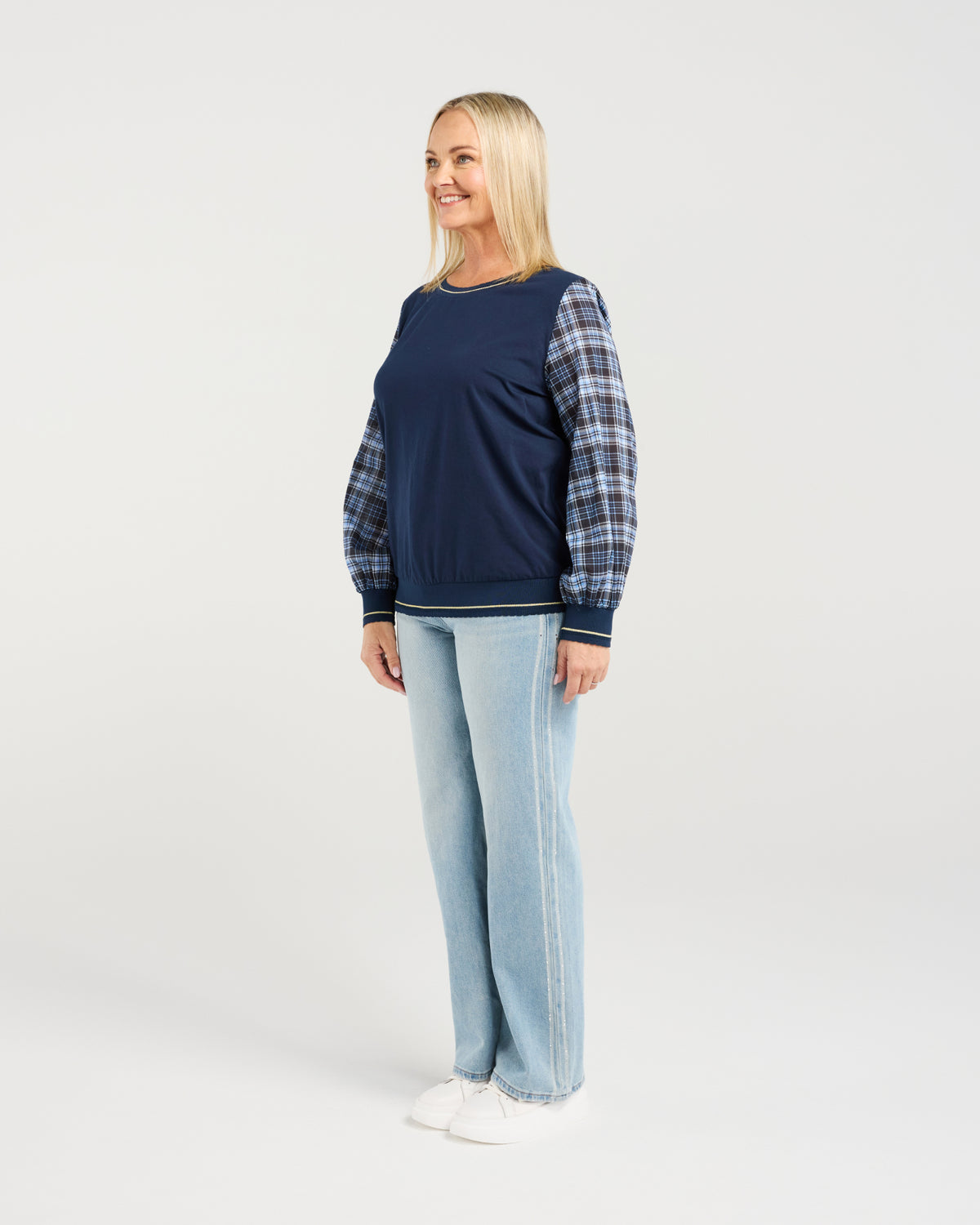 Zafina Isadora Top Plaid Night