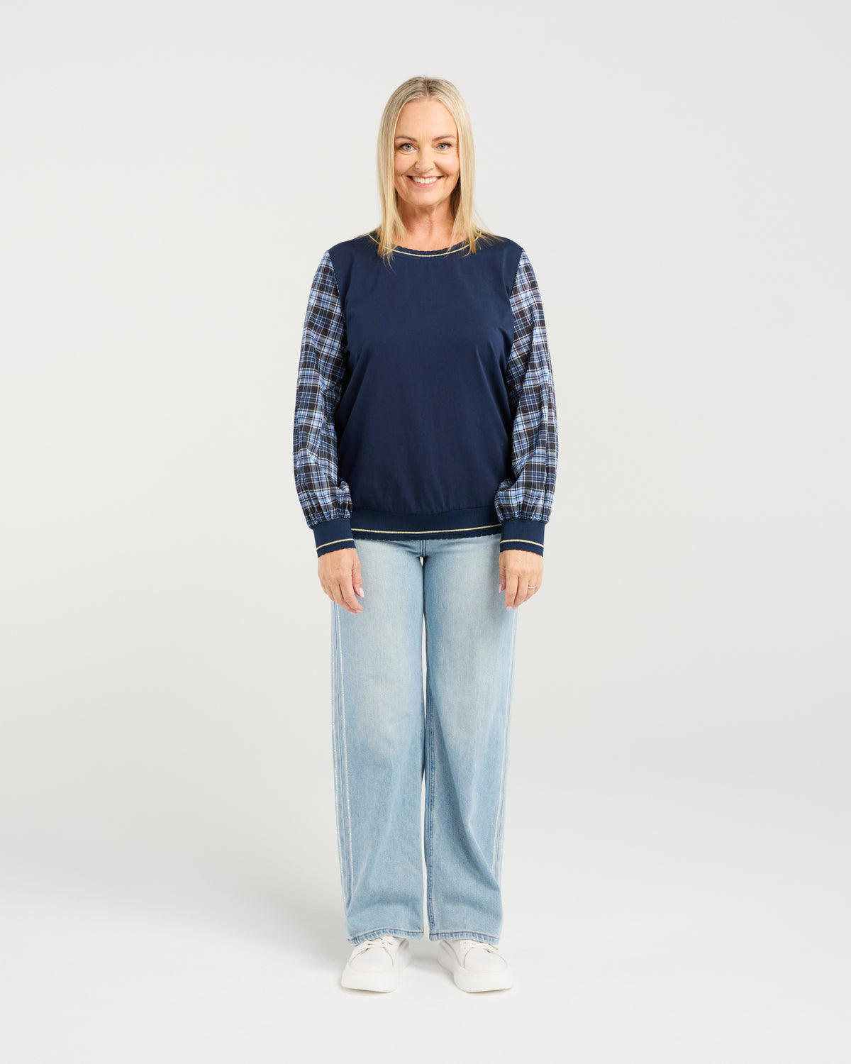 Zafina Isadora Top Plaid Night