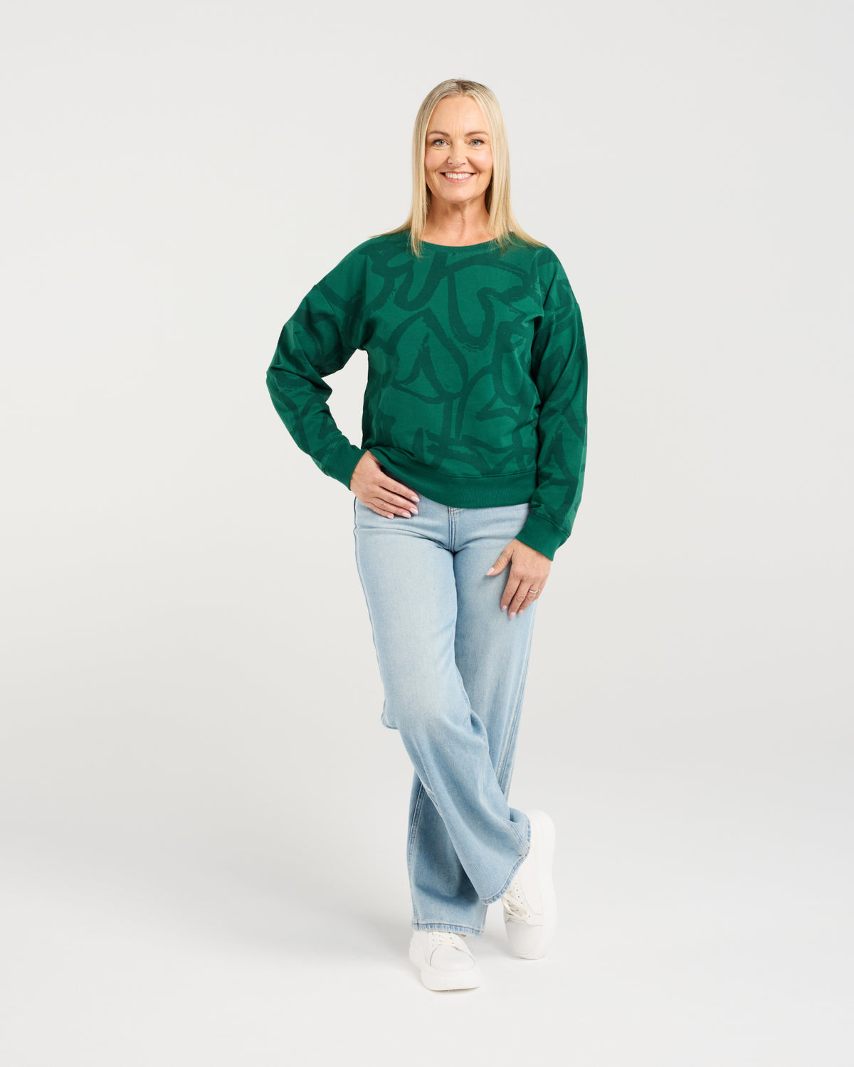 Zafina Verona Jumper Green Hearts