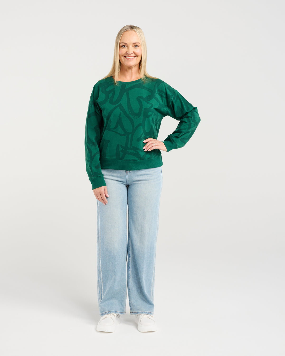 Zafina Verona Jumper Green Hearts