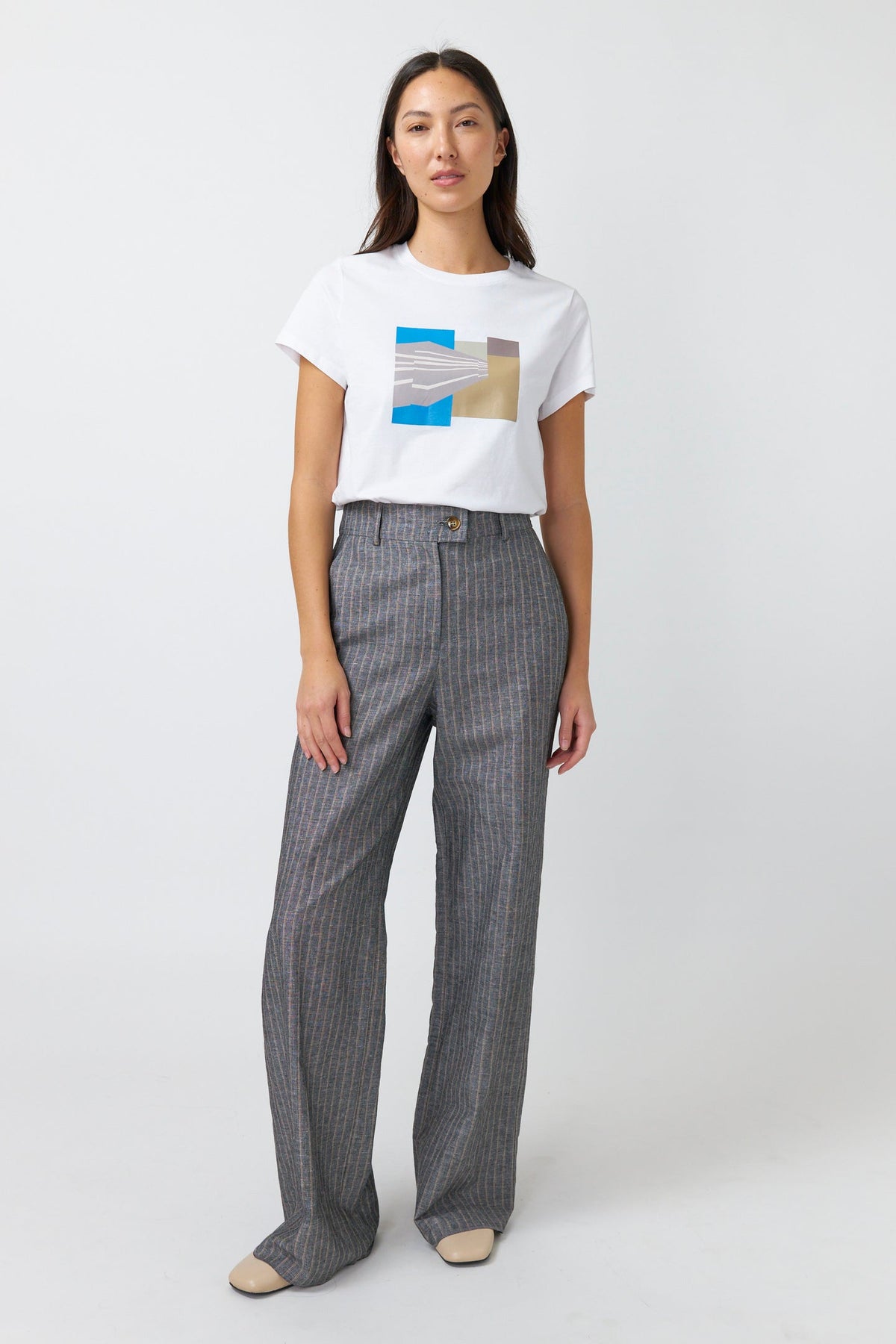 Kate Sylvester Desert Stripe T-Shirt White