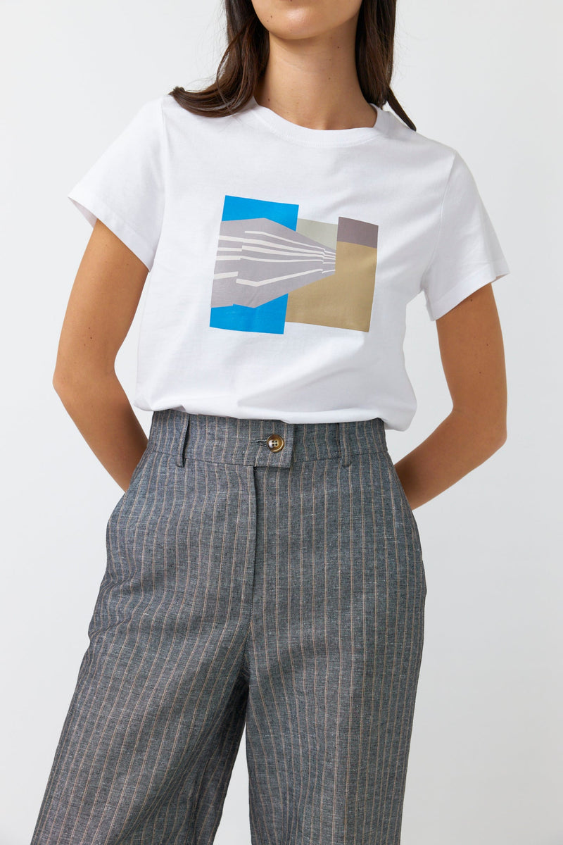 Kate Sylvester Desert Stripe T-Shirt White