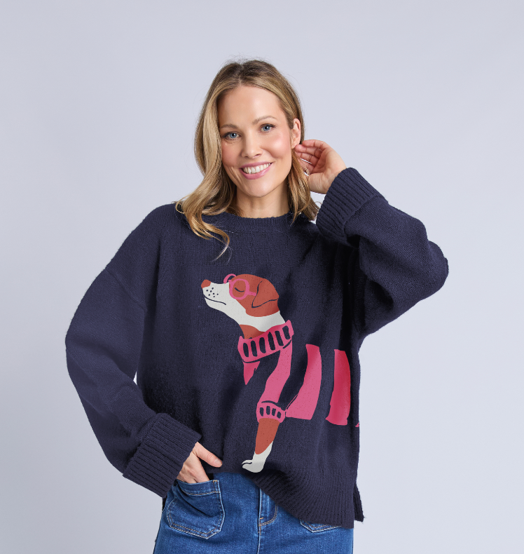 Elm Annie Intersia Knit Navy