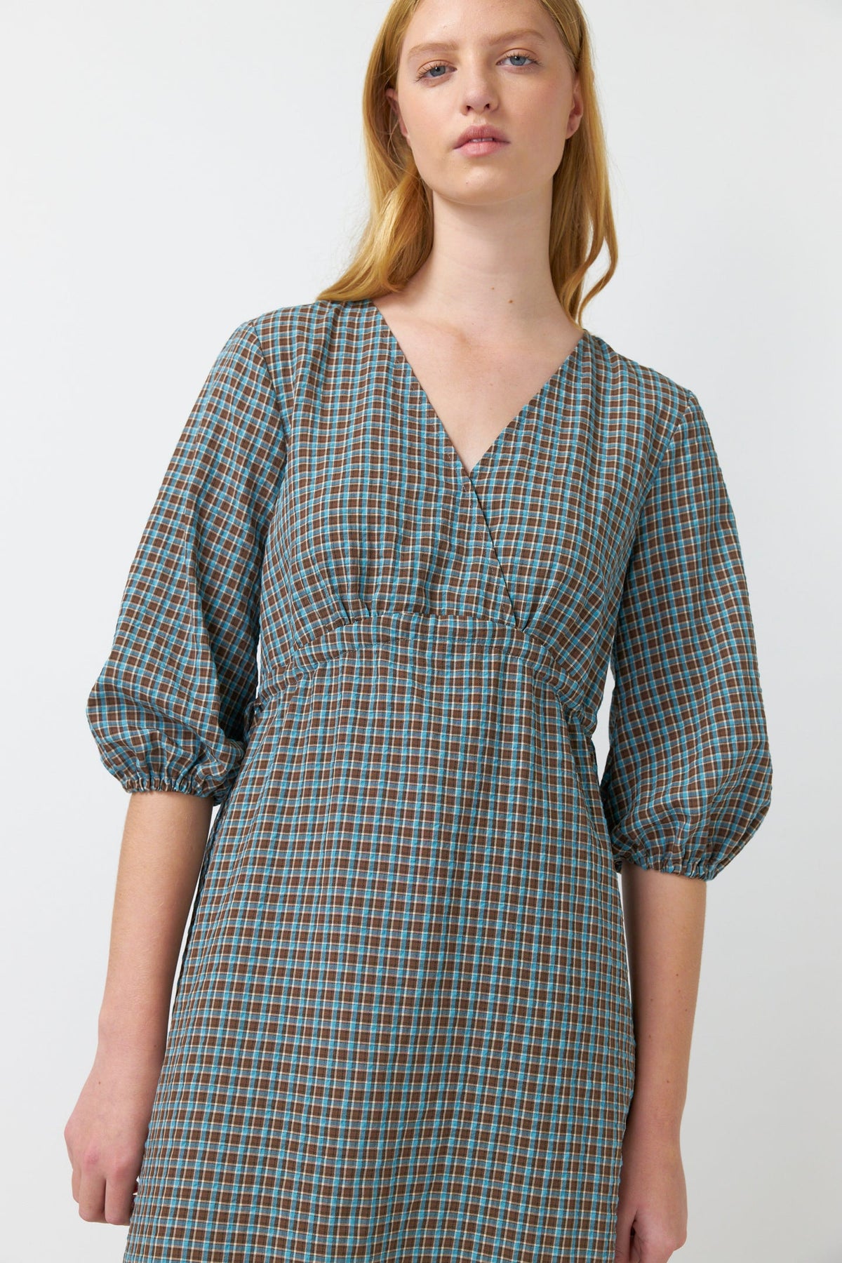 Sylvester Checked Dress Nile Blue