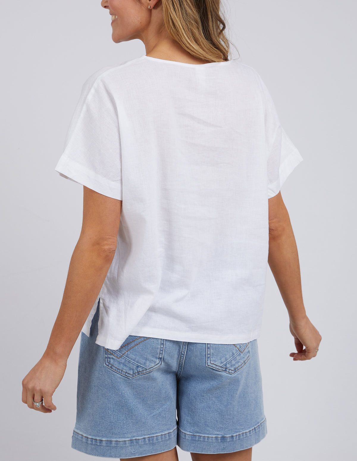 Elm Curtis Woven Tee - White