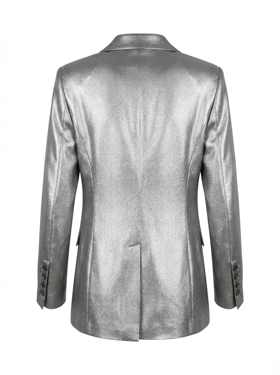 Denny Rose Silver Metallic Blazer