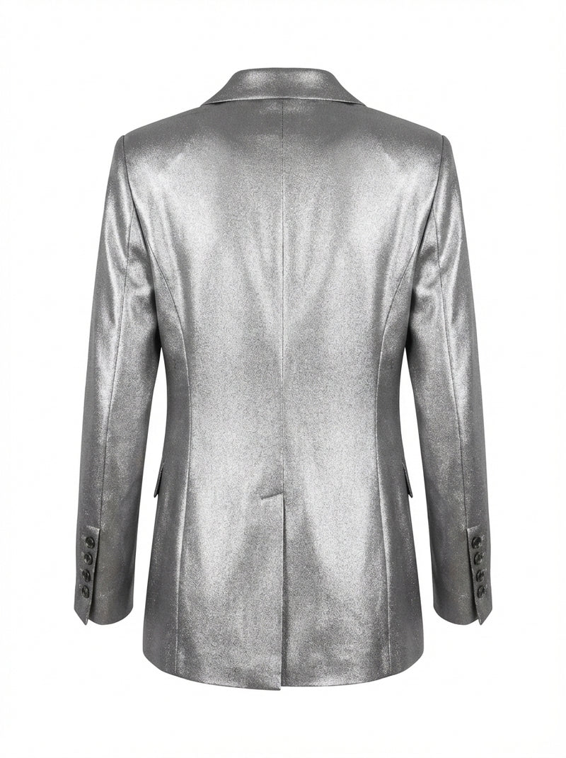 Denny Rose Silver Metallic Blazer