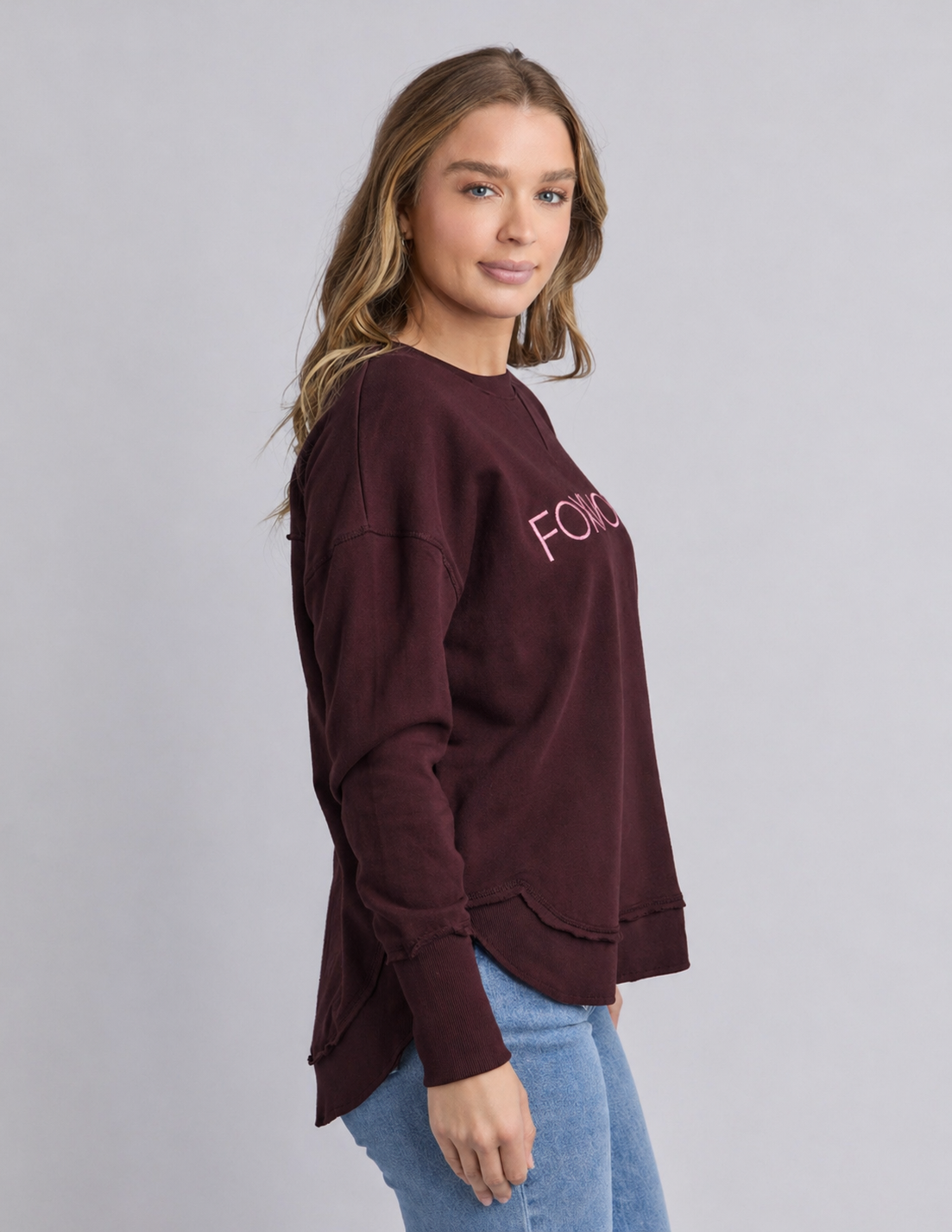 Foxwood Simplified Metallic Crew - Port/Burgundy