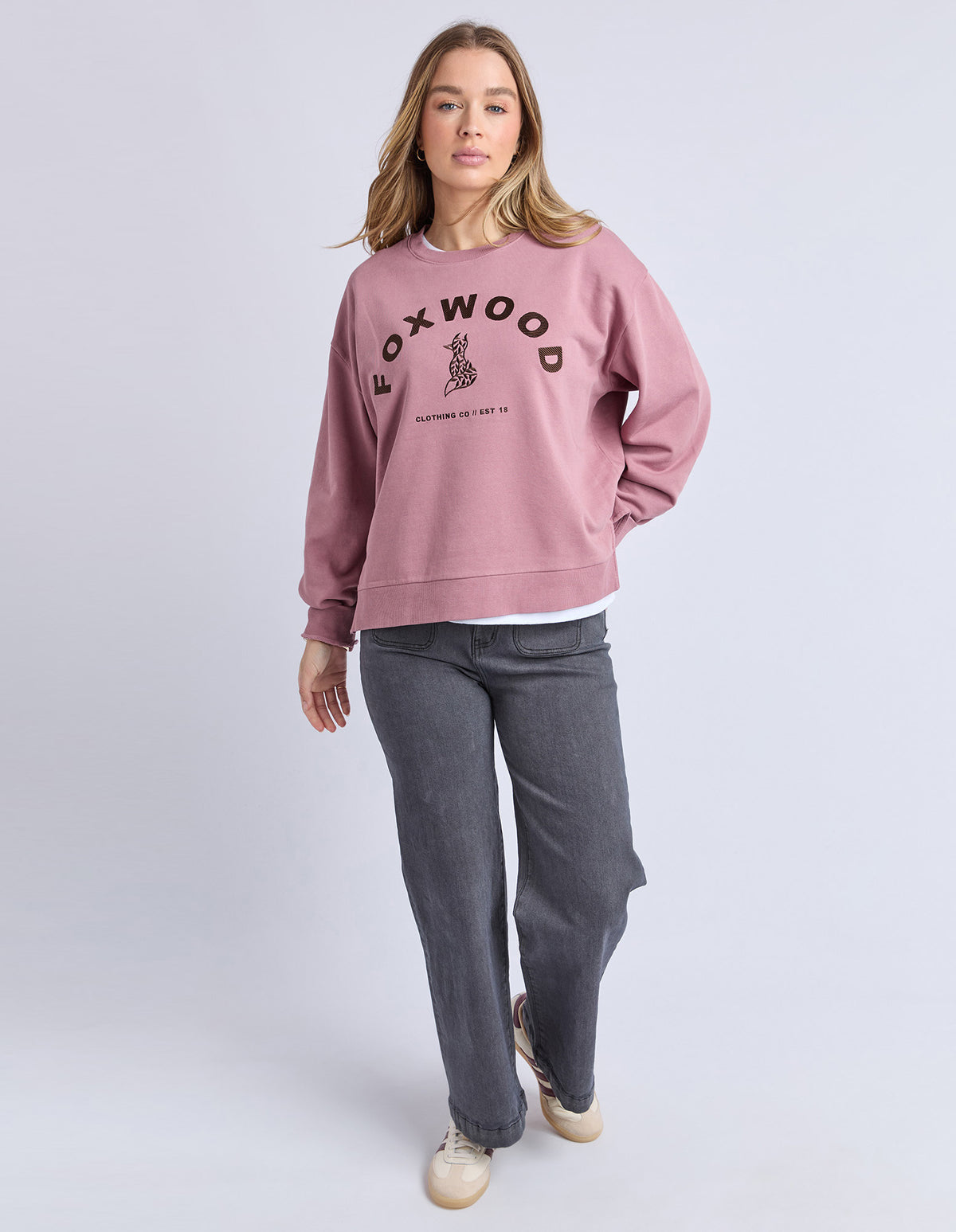 Foxwood Effortless Contrast Crew - Dusty Rose