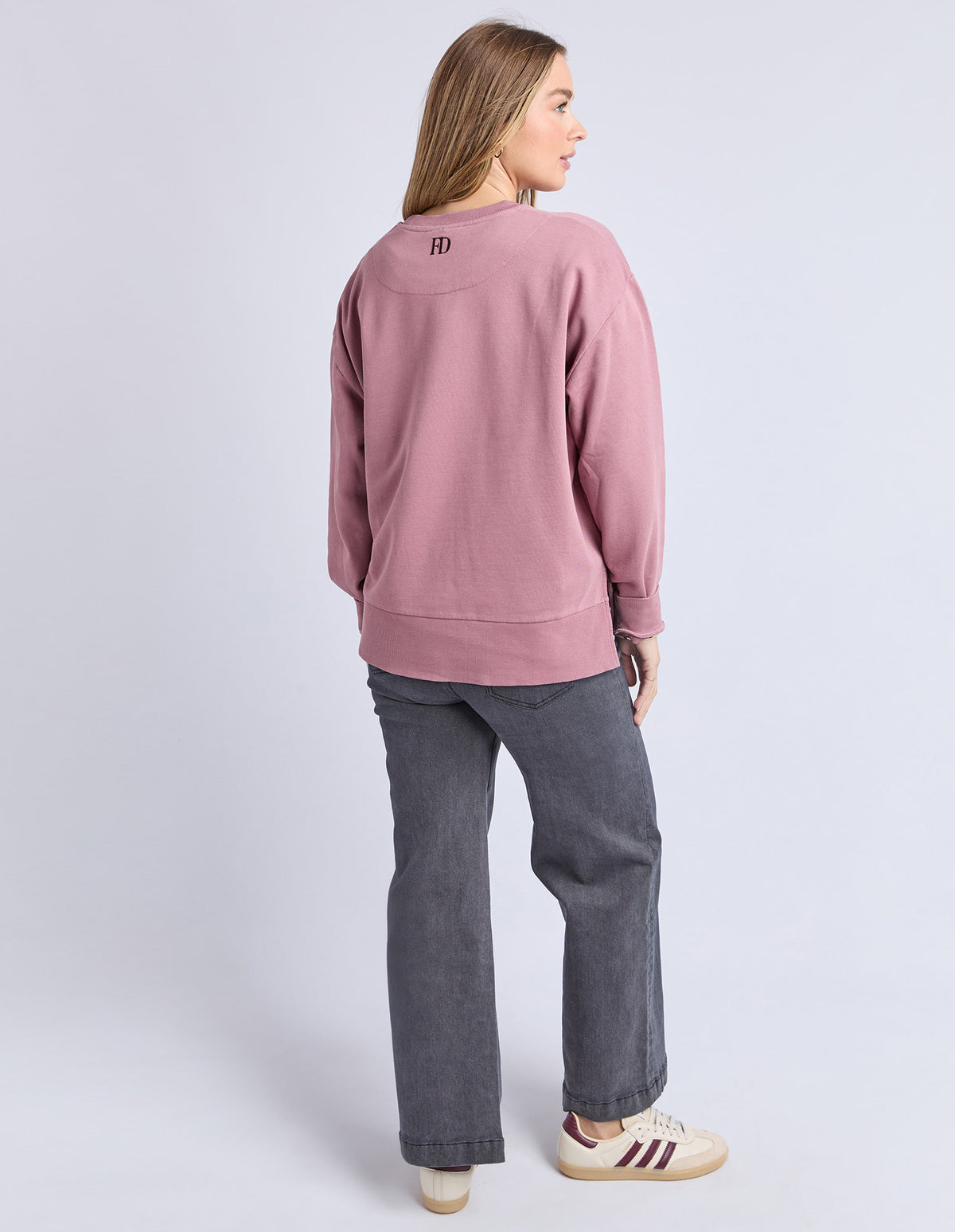 Foxwood Effortless Contrast Crew - Dusty Rose