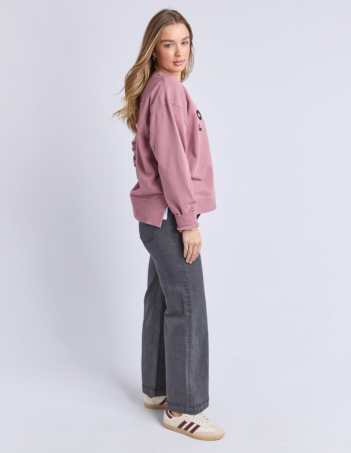Foxwood Effortless Contrast Crew - Dusty Rose