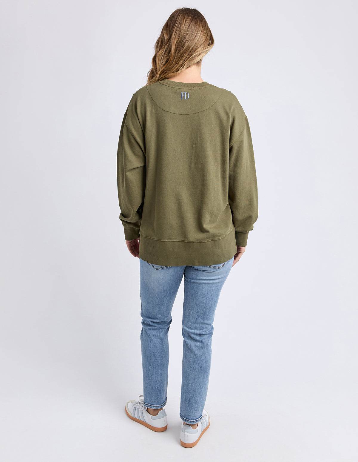 Foxwood Effortless Contrast Crew - Moss
