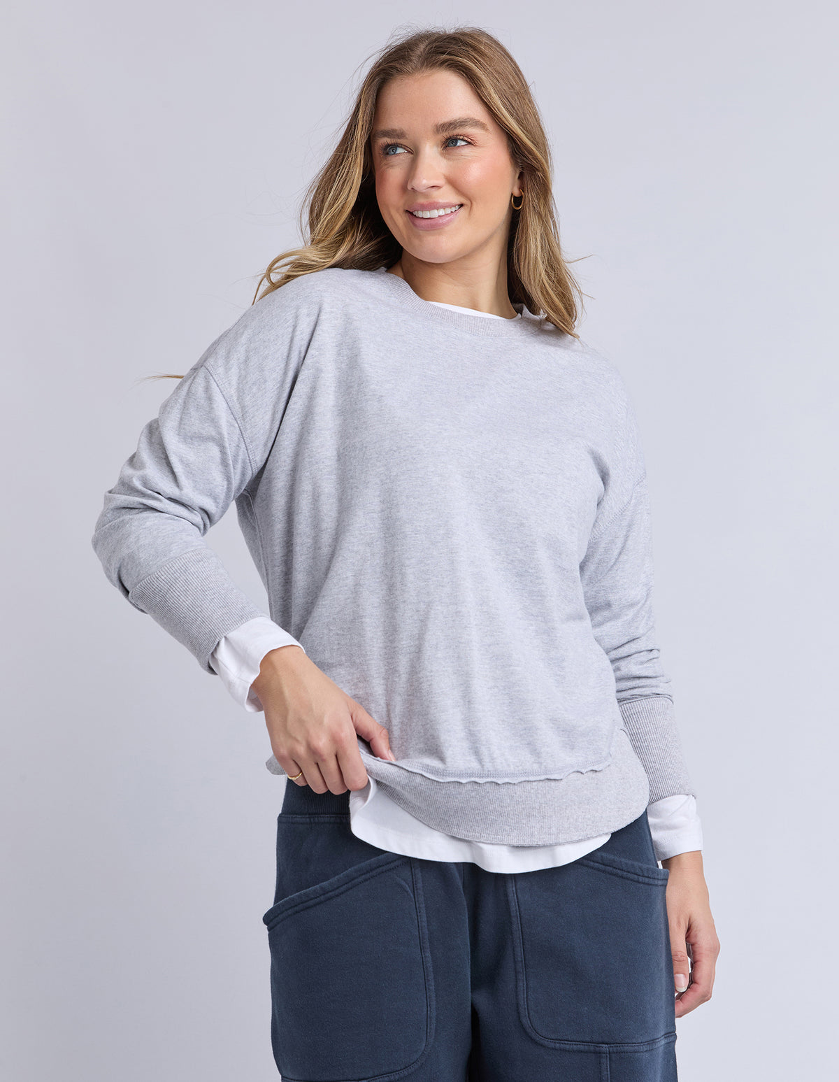 Foxwood Farrah L/S Top Grey Marle