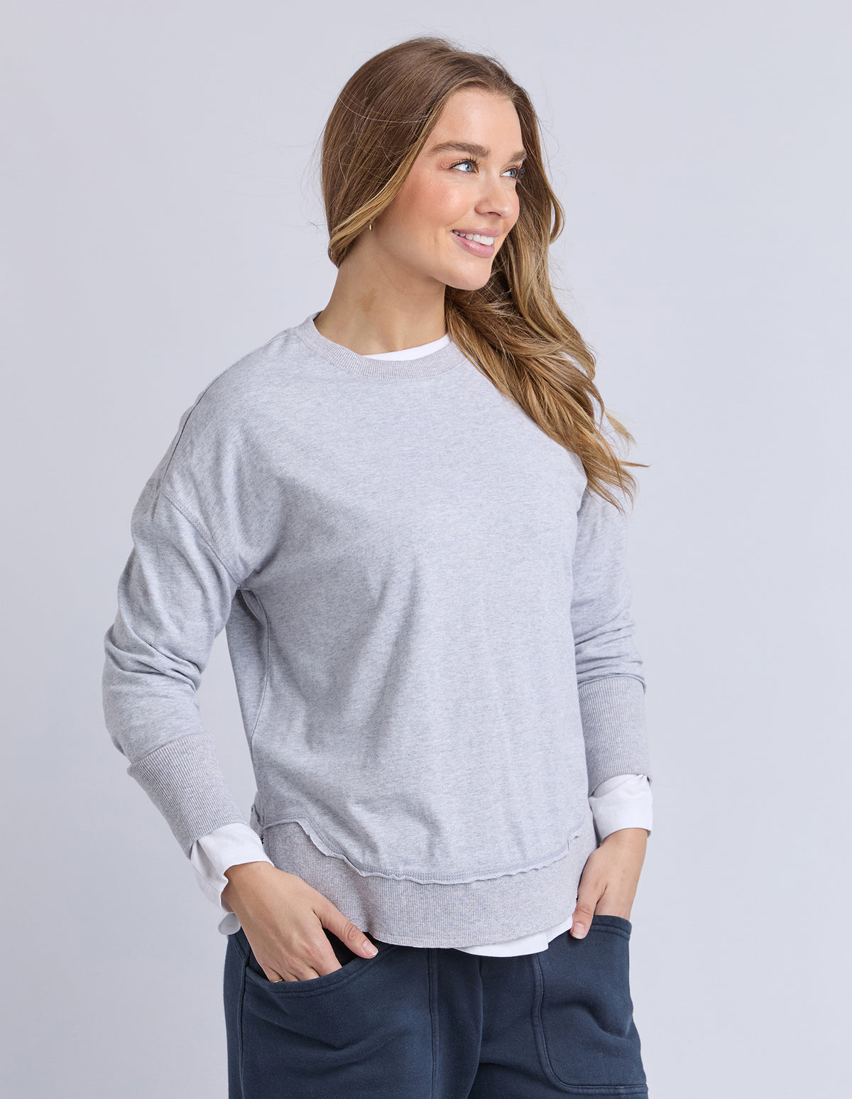 Foxwood Farrah L/S Top Grey Marle