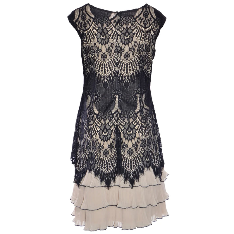 Frank Lyman Lace Frill Dress - Nude ROSSELLINI + SHINE Frank Lyman Lace Frill Dress - Nude ROSSELLINI + SHINE