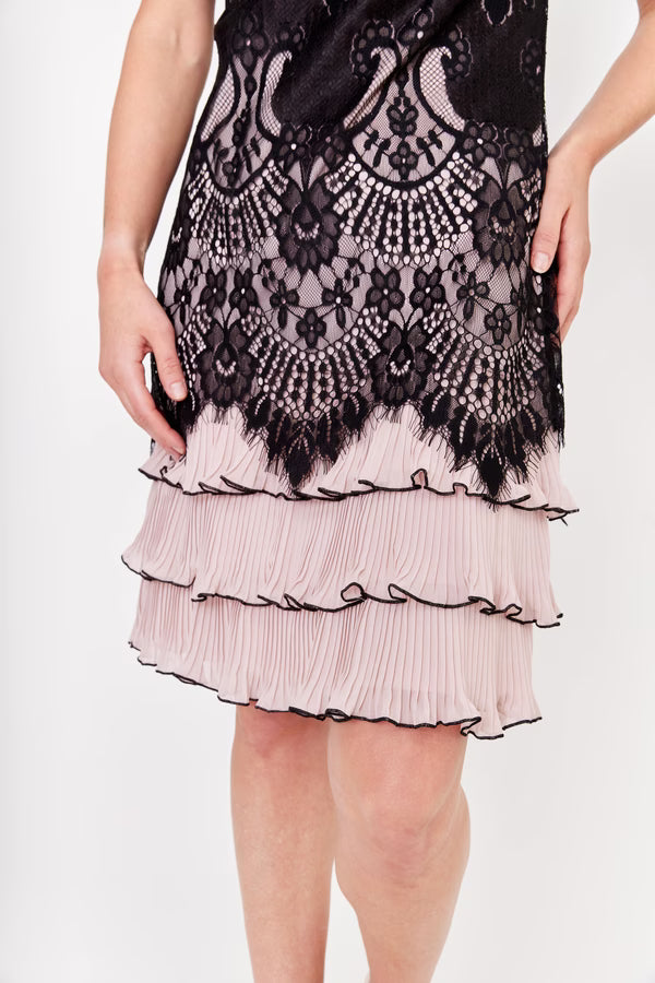Frank Lyman Lace Frill Dress - Pink
