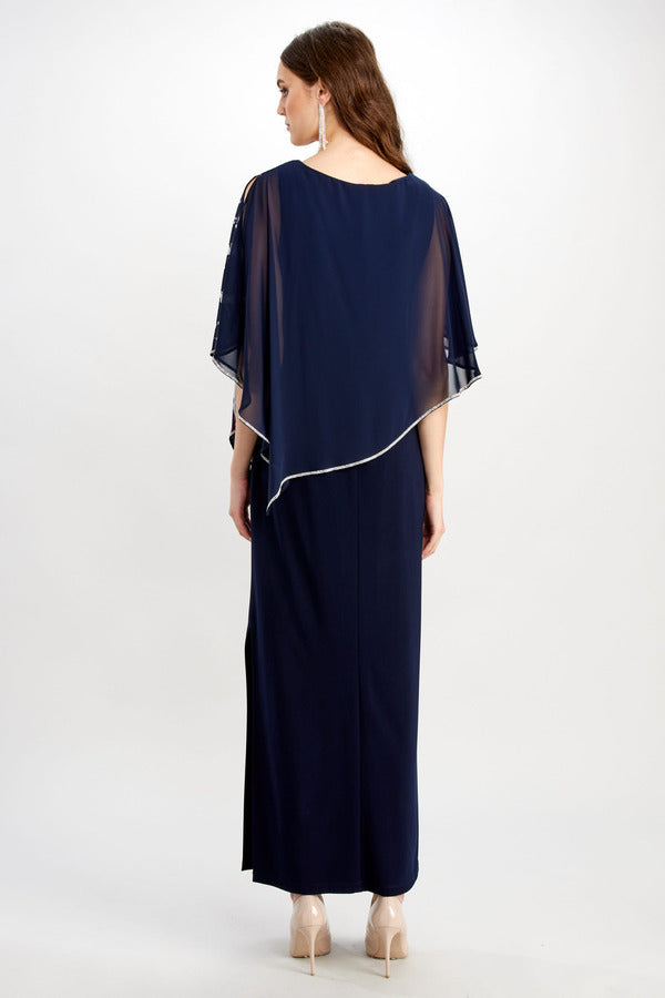 Frank Lyman Draped Chiffon Maxi Dress – ROSSELLINI + SHINE