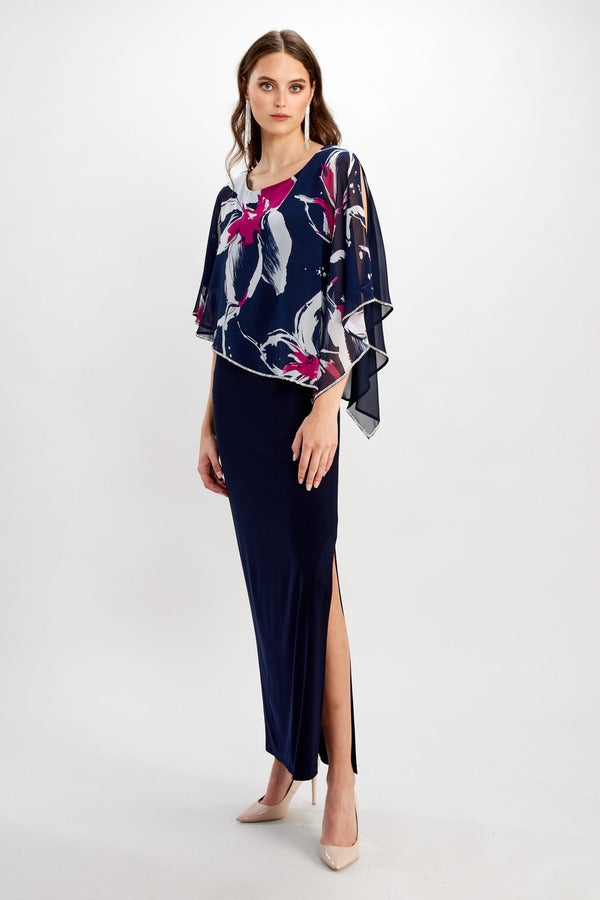 Frank Lyman Draped Chiffon Maxi Dress – ROSSELLINI + SHINE