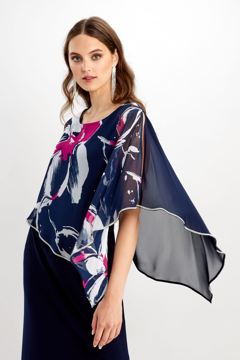 Frank Lyman Draped Chiffon Maxi Dress – ROSSELLINI + SHINE