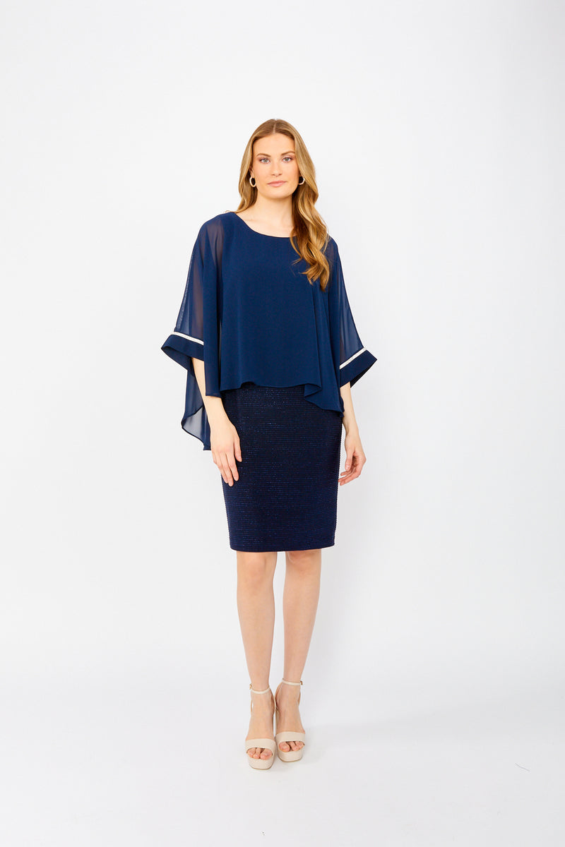 Frank Lyman Sheath Dress With Flutter Sleeve - Imperial Blue