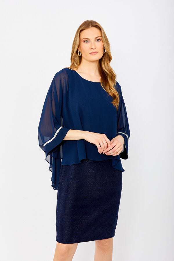 Frank Lyman Sheath Dress With Flutter Sleeve - Imperial Blue